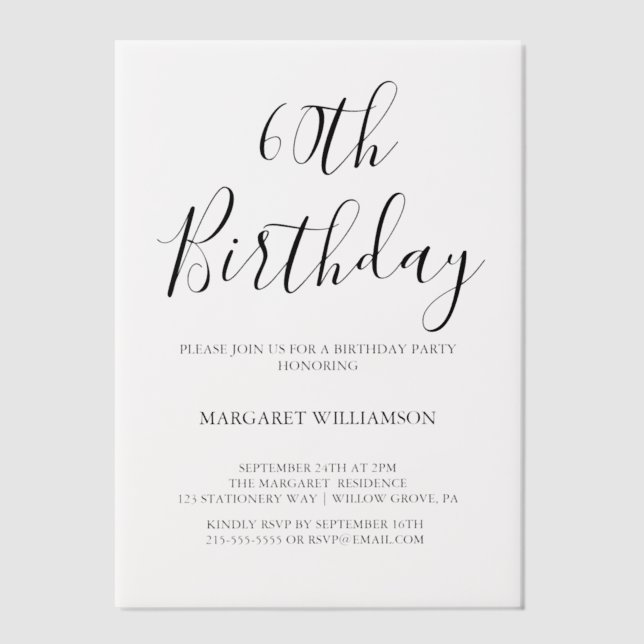 Moderne Eleganz 60. Geburtstag (Vorderseite)