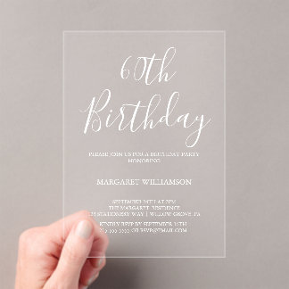 Moderne Eleganz 60. Geburtstag Acryleinladungen