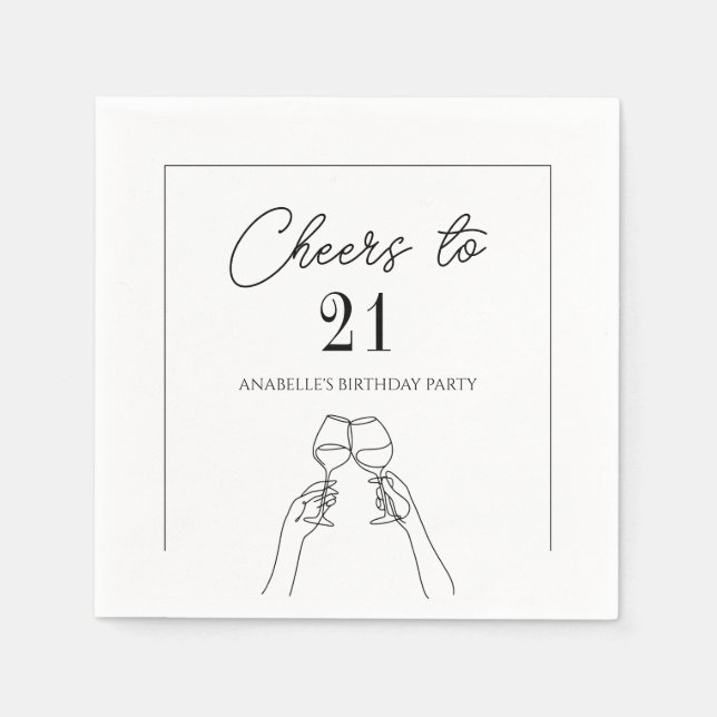 Moderne Eleganz bis zum 21. Geburtstag Serviette (Vorderseite)