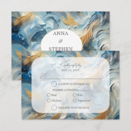 Moderne Eleganz: Blue White Gold UAWG RSVP Karte