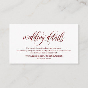 Moderne Eleganz, Burgund, unsere Hochzeitdetails Begleitkarte