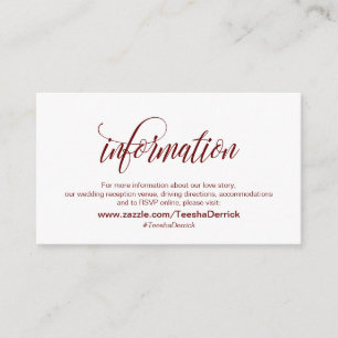 Moderne Eleganz, Burgund, unsere Hochzeitdetails Begleitkarte