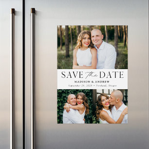 Moderne Eleganz Drei Fotos Save-the-Date Magneteinladung