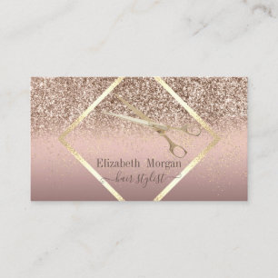 Moderne Eleganz, Glitzer Gold Konfetti, Schere Visitenkarte