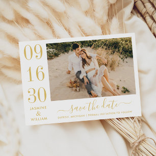 Moderne Eleganz Goldene Hochzeitsfoto Save The Date