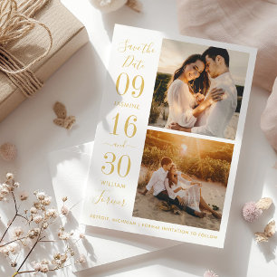 Moderne Eleganz Goldene Hochzeitsfoto Save The Date