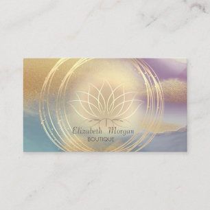 Moderne Eleganz, Goldene Kreise Lotus Farbreich Visitenkarte