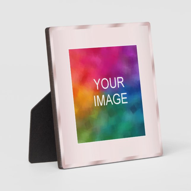 Moderne Eleganz Ihr Foto oder Logo Rose Gold Staff Fotoplatte (Vorderseite)