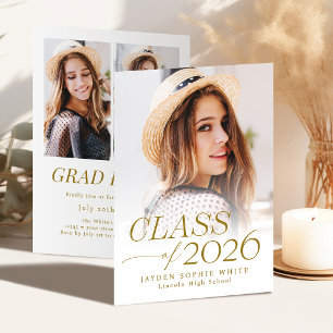 Moderne Eleganz Klasse 2026 Foto-Abschluss Einladung