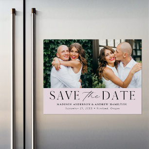 Moderne Eleganz Lavendel Zwei Fotos Save the Date Magneteinladung