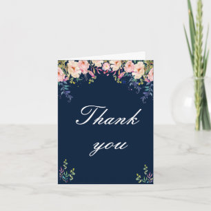 Moderne Eleganz Rosa Floral Botanical Vielen Dank Karte