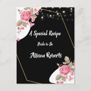 Moderne Eleganz Rosa Florale Schnur Hochzeitsdusch Postkarte