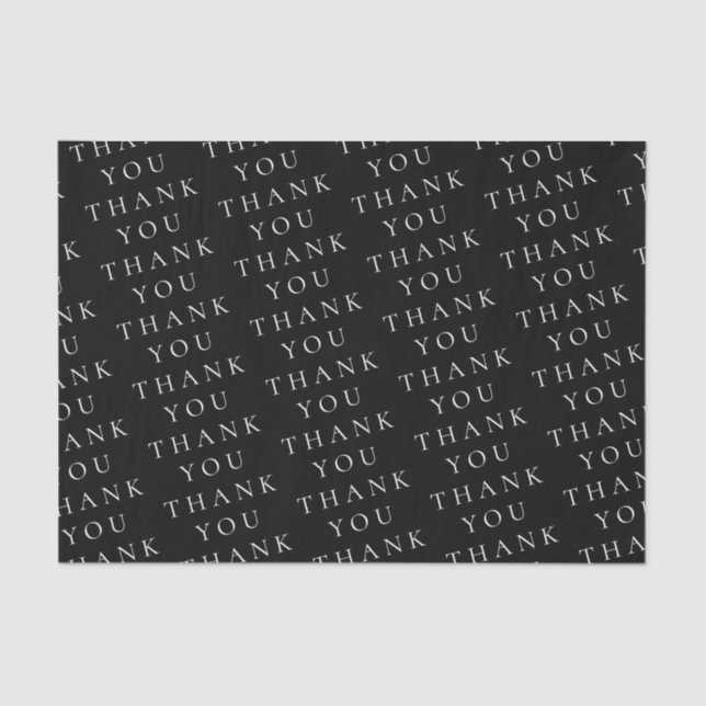 Moderne Eleganz Schwarz-weiß Danke Custom Seidenpapier (Vorderseite)