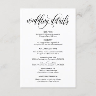 Moderne Eleganz, schwarze Schrift, unsere Hochzeit Begleitkarte