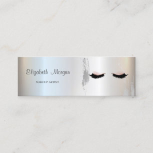 Moderne Eleganz, Silberner Pinselstrich, Wimpern, Mini Visitenkarte