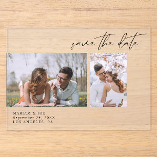 Moderne Eleganz Zwei Fotos Save the Date Acryleinladungen