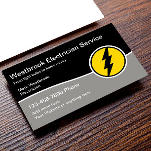 Moderne Elektrikerdienstleistung mit Logo-Vorlage Visitenkarte