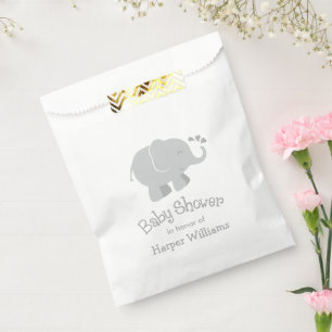 Moderne Elephant Baby Dusche Grau und Weiß Geschenktütchen