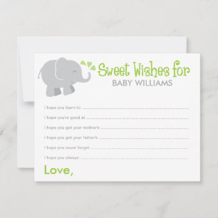Moderne Elephant Baby Dusche grün und grau Hinweiskarte