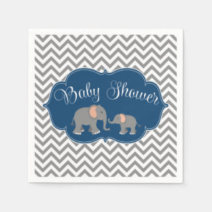 Moderne Elephant Zickzack Navy Blue Gray Baby Dusc Serviette