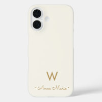 Moderne Elfenbein-Gold-Schrift-Monogramm