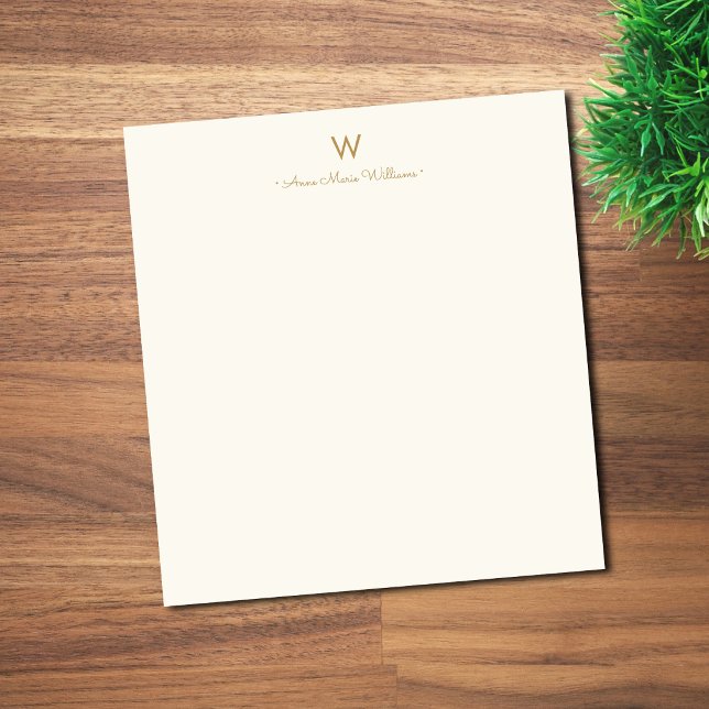 Moderne Elfenbein-Gold-Schrift-Monogramm Notizblock (Von Creator hochgeladen)