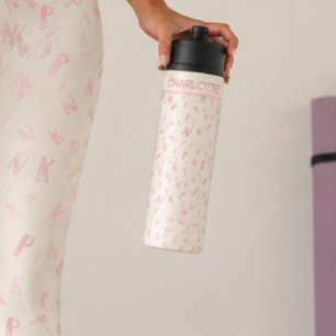 Moderne Elfenbein-Wasserfarbe Rosa Buchstabenmuste Thermosbecher