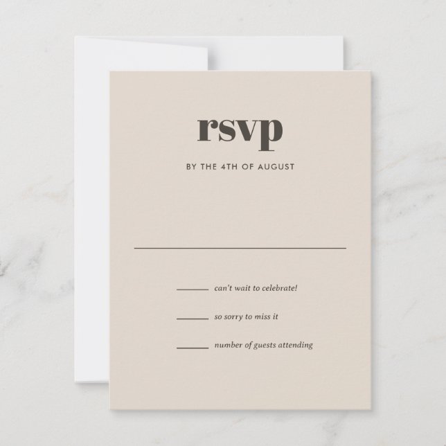 Moderne Elfenbeinbraun Trendy Mix Match Wedding RSVP Karte (Vorderseite)