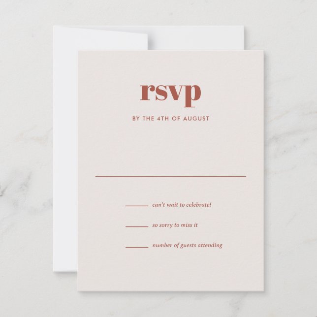Moderne Elfenbeinbraun Trendy Mix Match Wedding RSVP Karte (Vorderseite)