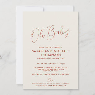 Moderne elfenbeinfarbene Babyparty Elegantes Skrip Einladung