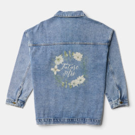 Moderne Elfenbeinfloralskripte Personalisiert Futu Jeansjacke
