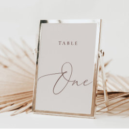 Moderne Elfenbeinkalligraphie Tabelle 1 Tischnumme Einladung
