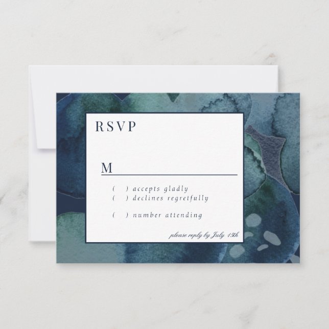 Moderne Emerald Abstrakt Watercolor RSVP-Karte RSVP Karte (Vorderseite)