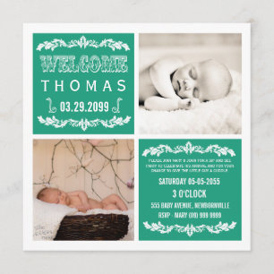 Moderne Emerald Baby Sip & See Party Foto Cards Einladung