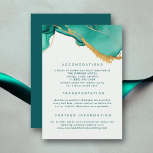 Moderne Emerald Gold Summer Beach Hochzeitdetails Begleitkarte
