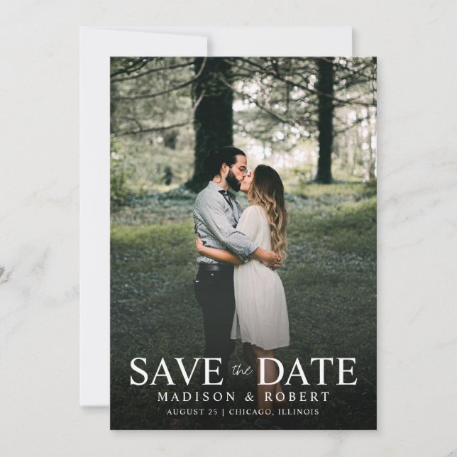 Moderne Emerald Green Foto Wedding Save The Date (Vorderseite)