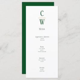 Moderne Emerald Green Gold Wedding Mit Monogramm Menükarte