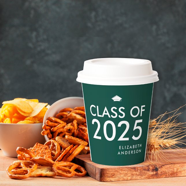 Moderne Emerald Green Personalisiert Graduation Pa Pappbecher (Von Creator hochgeladen)