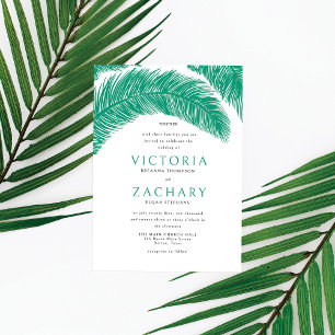Moderne Emerald Green Summer Palm Blätter Wedding Einladung