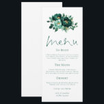 Moderne Emerald und Gold Florals Wedding Menu Card Einladung<br><div class="desc">Moderne Emerald und Gold Florals Wedding Menu Card. Verfügbar in digitaler Form und gedruckt. Schöne Blume stehen an der Spitze,  mit einem eleganten Menu-Skript und leicht zu personalisieren die Erholung des Textes auf Ihre Bedürfnisse.</div>