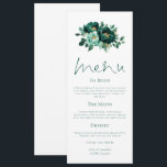 Moderne Emerald und Gold Florals Wedding Menu Card Einladung<br><div class="desc">Moderne Emerald und Gold Florals Wedding Menu Card. Verfügbar in digitaler Form und gedruckt. Schöne Blume stehen an der Spitze,  mit einem eleganten Menu-Skript und leicht zu personalisieren die Erholung des Textes auf Ihre Bedürfnisse.</div>
