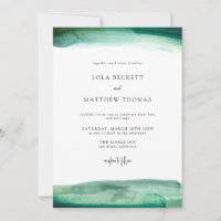 Moderne Emerald Watercolor Einladung zur Hochzeit