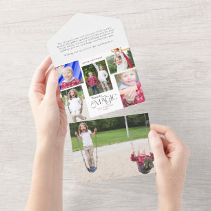 Moderne 'Enjoy the Magic' Kalligrafie-Mehrfachfoto All In One Einladung