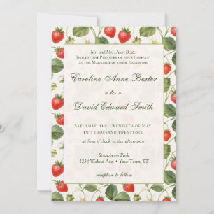Moderne Erdbeer-Sommerfrucht-Botanische Hochzeit Einladung