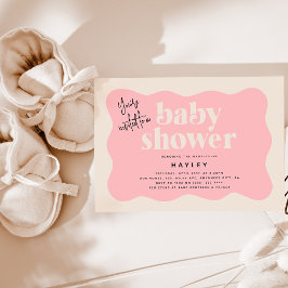 Moderne Erdbeere Pink & Cream Baby Dusche Einladung