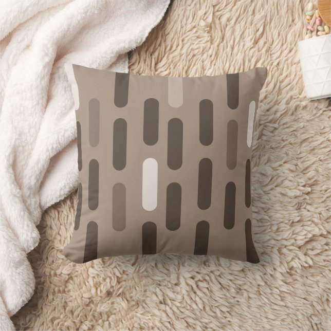 Moderne, erdbraune Kapselgeometrie Mitte des Jahrh Kissen (Decke)