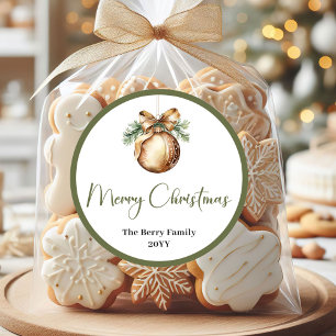 Moderne Erde-Ton-Weihnachten Personalisierter Name Runder Aufkleber