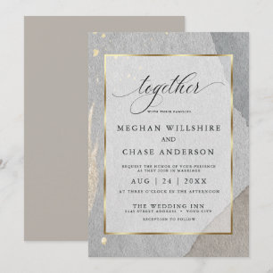 Moderne erdfarbene Splitter aus Granitstein Einladung