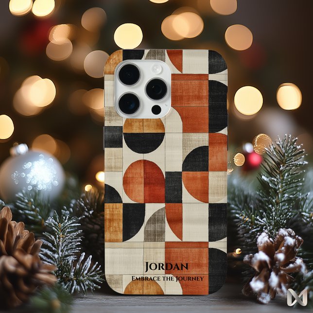 Moderne Erdgeometrie - Schwarze und Terrakotta Kun Case-Mate iPhone Hülle (Von Creator hochgeladen)