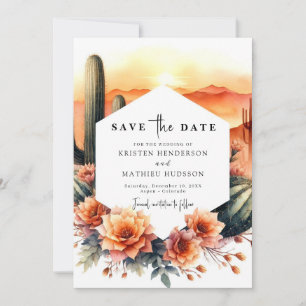 Moderne, erdige Kakteen Wedding Save The Date